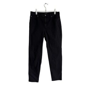 Eileen Fisher Black High Rise Slim Straight Jeans M Organic Cotton Minimalist